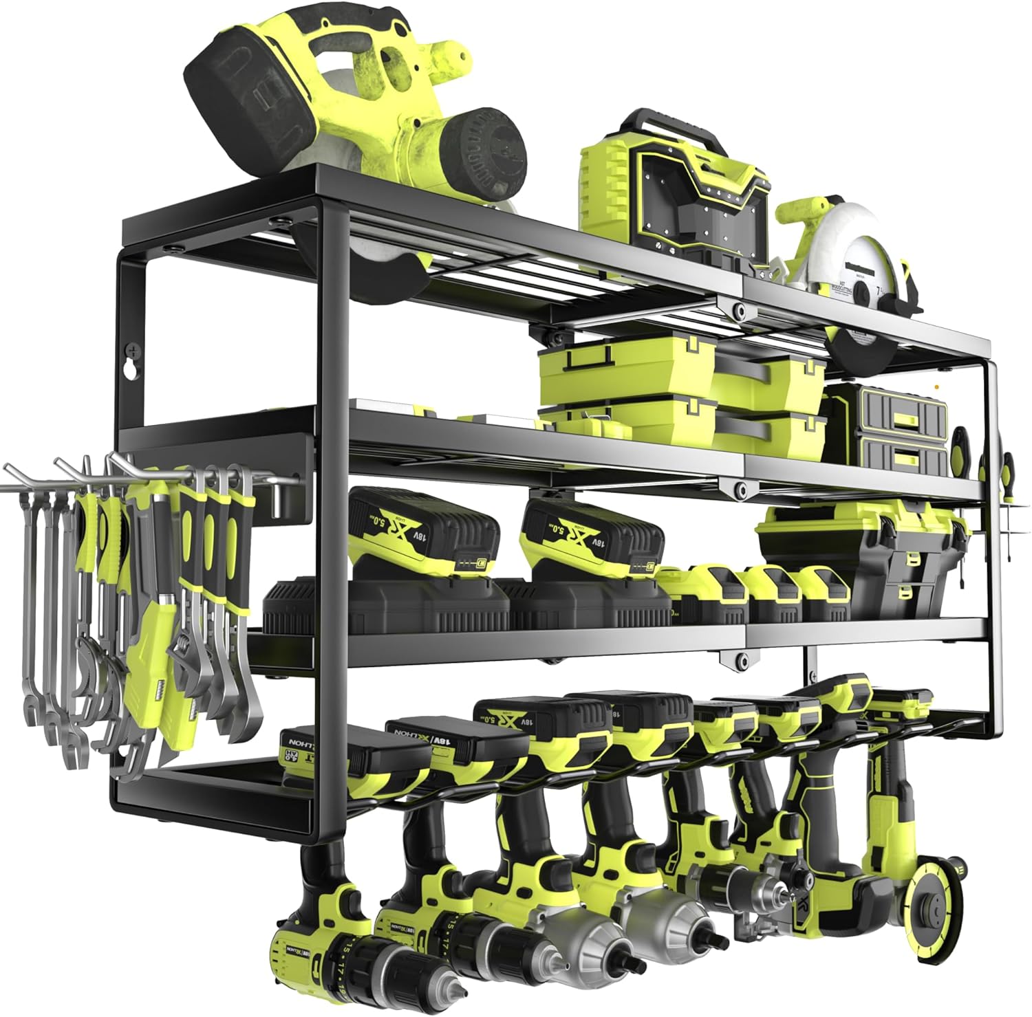 Power Tools Station - Organizzatore da Parete a 4 Livelli