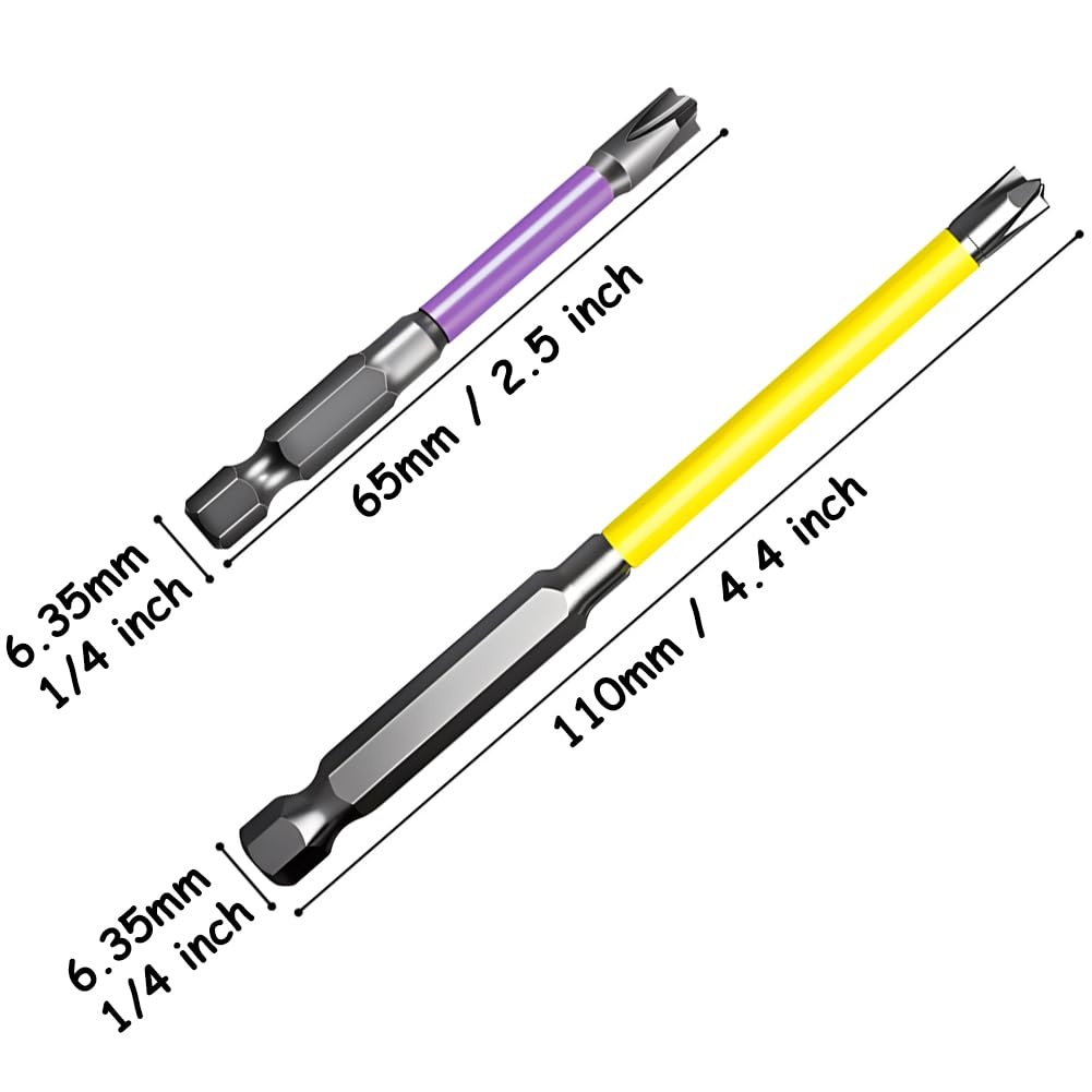 Power Tools Yellow - Set di punte per cacciavite magnetico